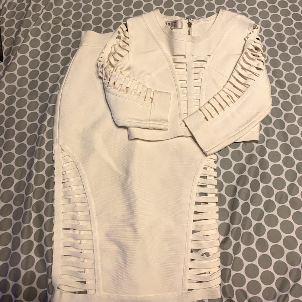 NWOT cutout bandage two piece crop top and skirt